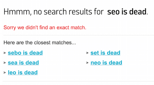 Argos search results for SEO is Dead