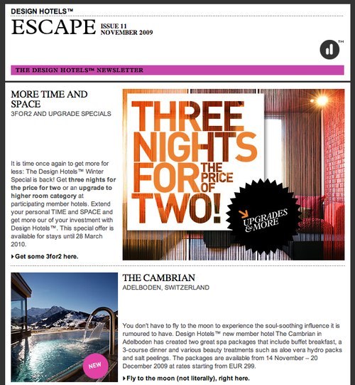 Design Hotels newsletter