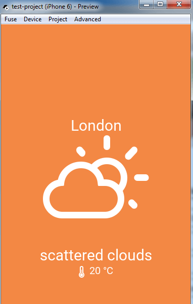 Weather app Fuse preview