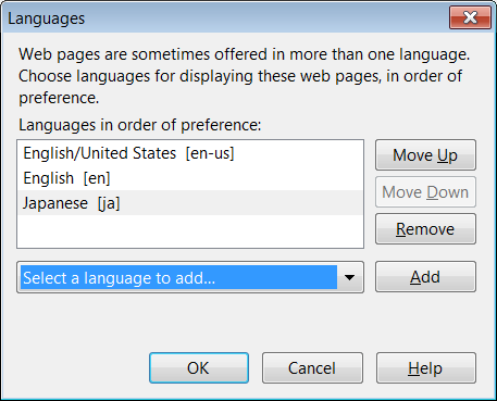 Language preferences in Firefox