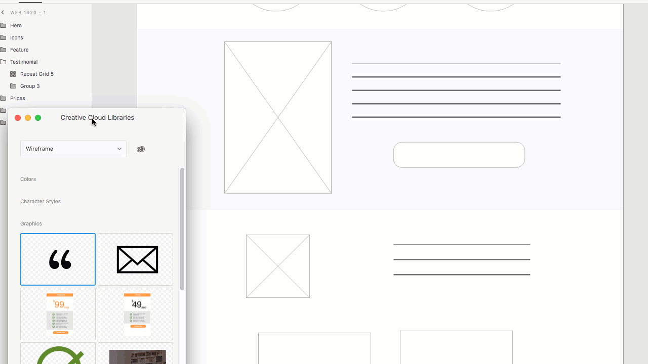 positioning symbols into your wireframe