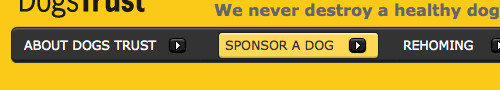 DogsTrust website's main site navigation