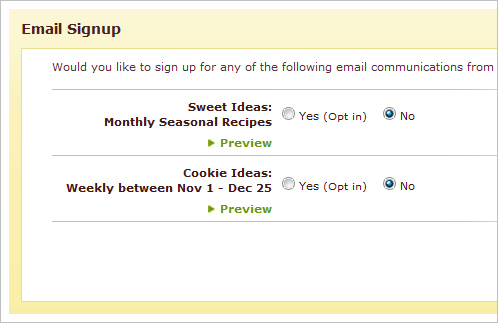 Hershey's Kitchen sign up page