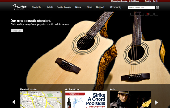 Screenshot, Fender.com.