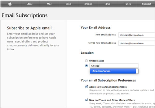 Apple Email Subscription