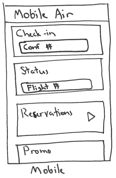 Visitors to Mobile Air’s mobile website are away from home. The most prominent and accessible tasks should be flight status and check-in.