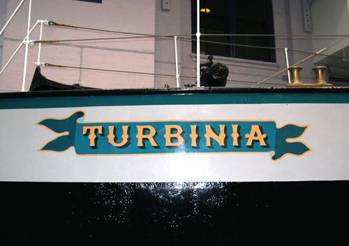 The Turbinia in permanent dry dock.