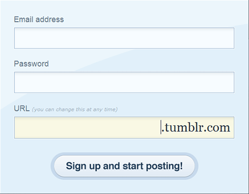 Use tumblr's signup form to login