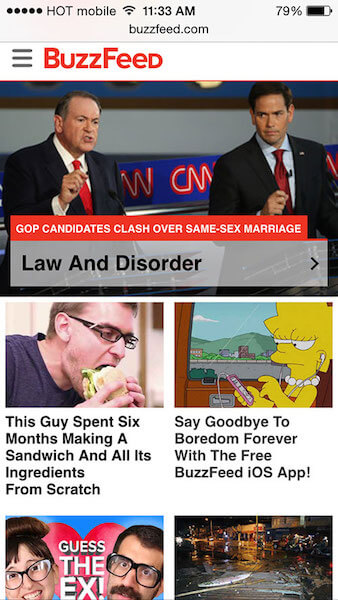 BuzzFeed’s mobile view