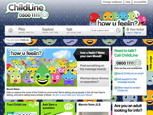ChildLine website home page