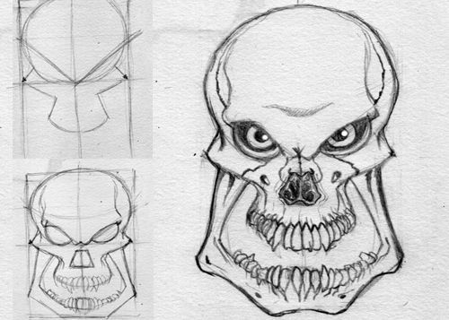 How to draw a skull with a pencil step-by-step drawing tutorial