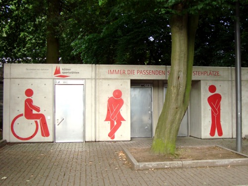 Wayfinding and Typographic Signs - toilet-cologne-stadium