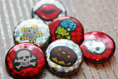 Pins, Badges and Buttons - â˜… Sweet Skull 6-Pack â˜…
