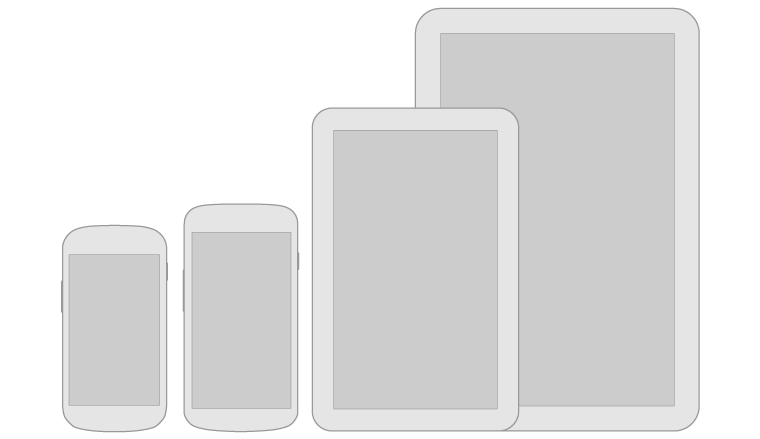 Android devices in various sizes.