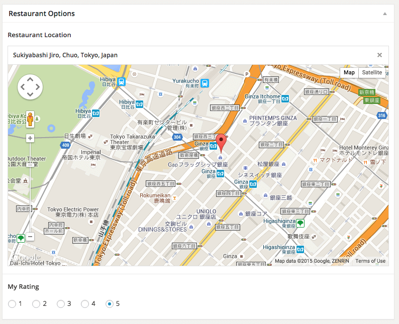 A map and a radio field created with ACF