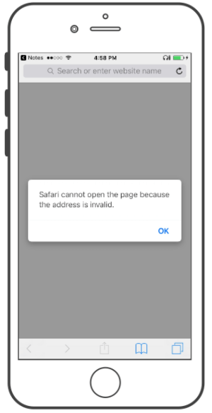 Safari modal error message
