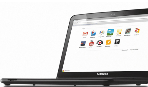 Web technologies can be the native technologies for certain operating systems. Here we have a Samsung laptop running Chrome OS, on which HTML, CSS and JavaScript — and Web applications — are first-class citizens. (Image: Google’s promotional image.)