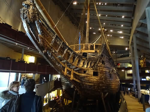 The salvaged Vasa ship in the museum in Stockholm