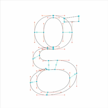 animation of a lowercase g designed with prototypo