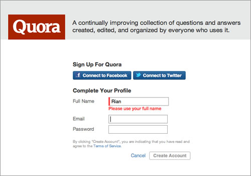 Quora Registration