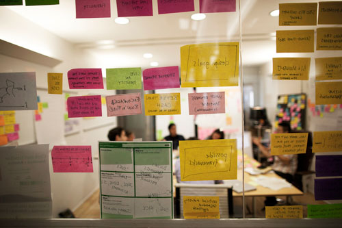 A brainstorming session at IDEO