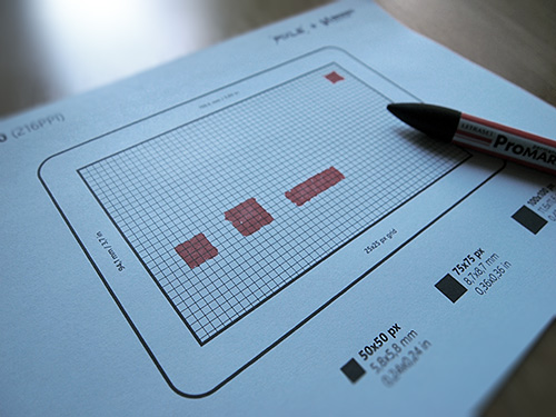 Checking optimal tap size on paper Google Nexus 7 tablet :)