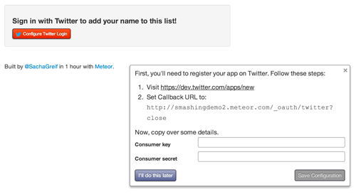 You need to fill in your app's Twitter credentials.