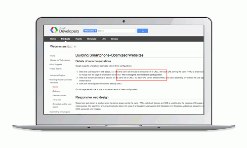 Google recommends responsive Web design for optimal search indexing.