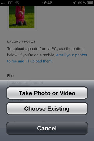 The file upload interface.
