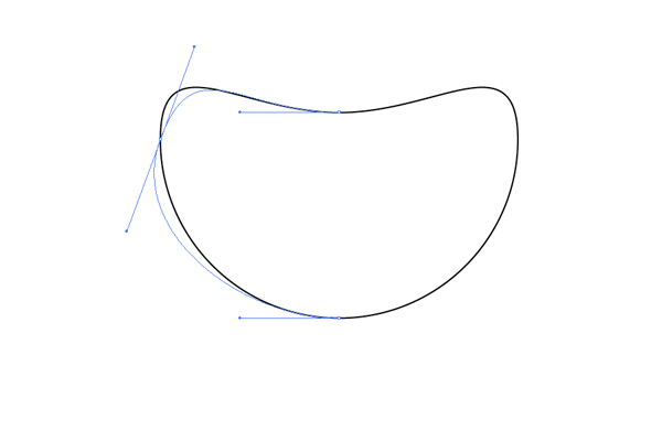 Tiger head, left side, rotation of the handles, so the path looks more rounded