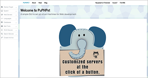 Screenshot of PuPHPet website.