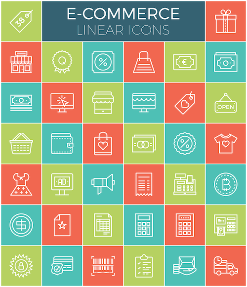 A preview of the E-commerce linear icon set.
