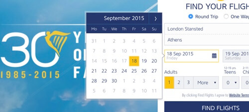 Ryanair date picker