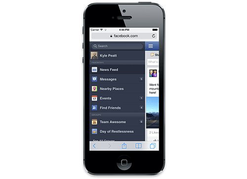 Facebook's Mobile Navigation Flyout