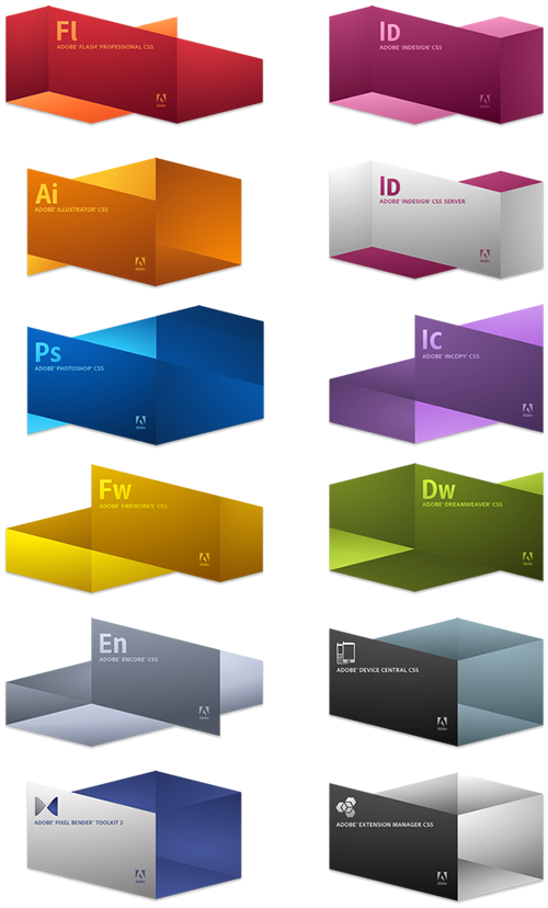 Adobe CS5 branding (the splash screens - all made with Adobe Fireworks)