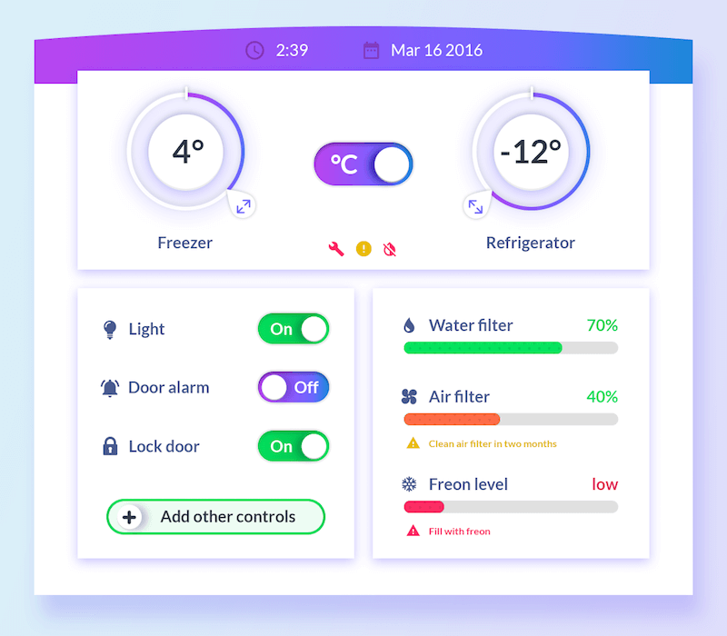 Concept practice: User interface for a smart fridge panel