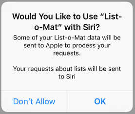 A screenshot of the dialog that a device pops up when you ask for Siri permission