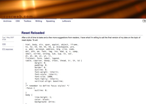 Eric Meyer's CSS Reset