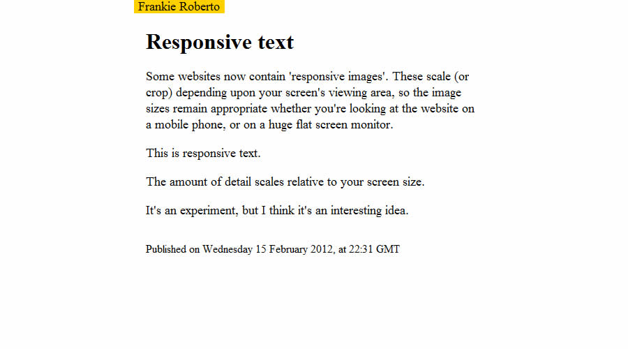 Responsive text demo on a small screen