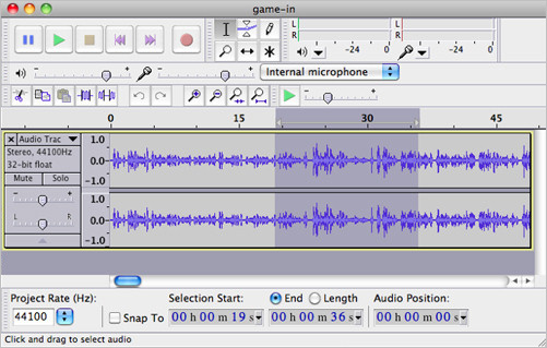 Editing audio in Audacity