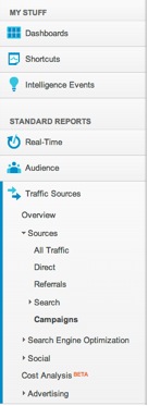 View of Google Analytics' left nav