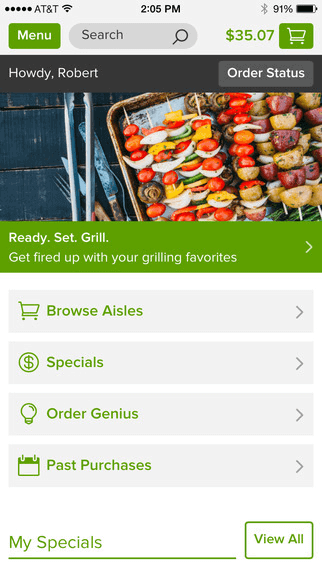 Peapod's mobile app