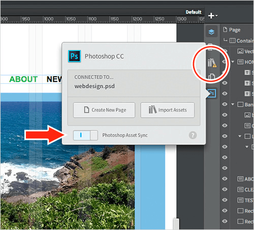 Updating Photoshop content in turn updates Reflow content.