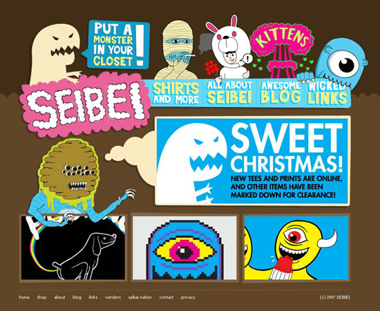 seibei website, cartoonish design