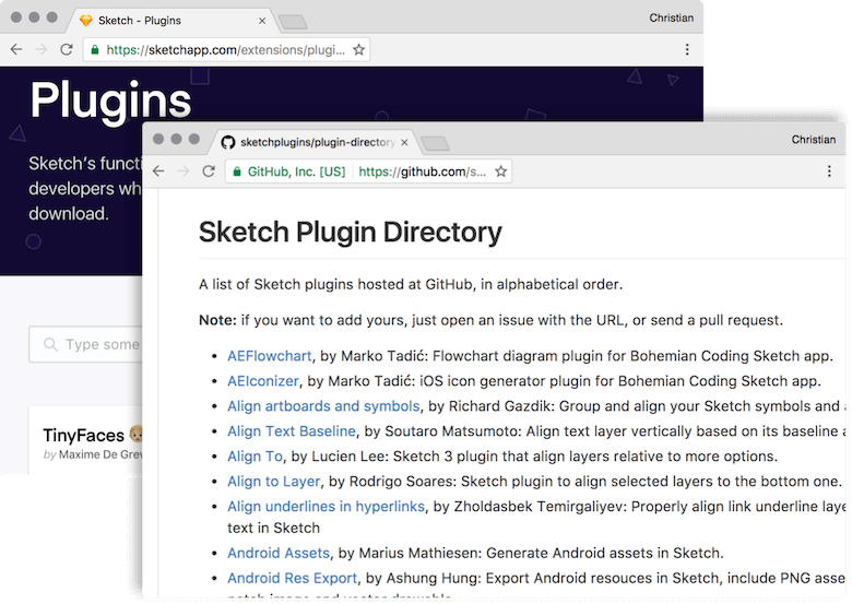 There's a huge selection of plugins available for Sketch, both on the official site and GitHub.