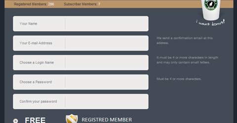 Showcase of Design Elements - Short Registration Forms