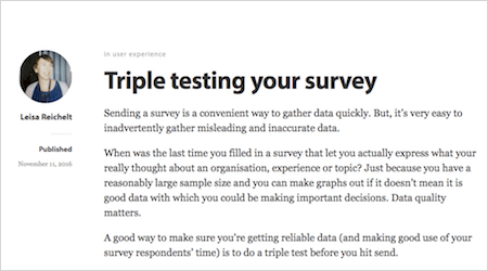 Improving Surveys With Triple Testing