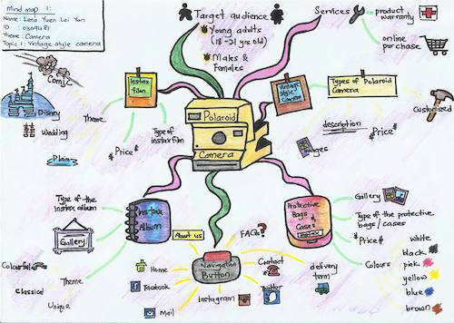 Concept map for the Polaroid camera as part of a design exercise.