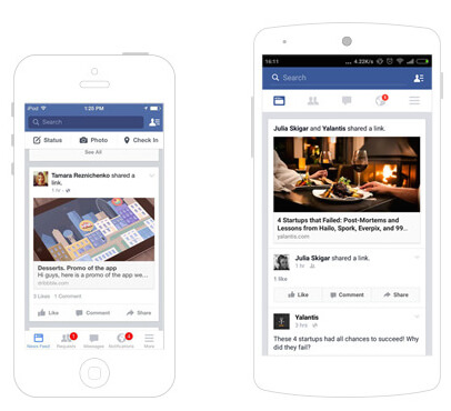 Facebook for iOS and Android