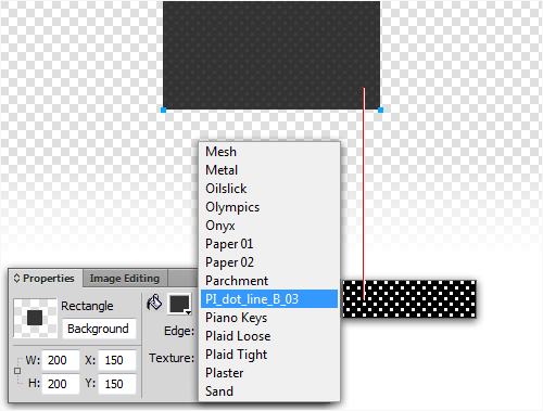 Selecting and applying textures in Fireworks